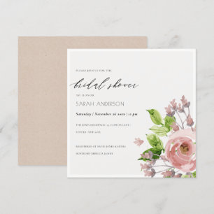 SOFT BLUSH PINK WATERCOLOUR FLORAL BRIDAL SHOWER INVITATION