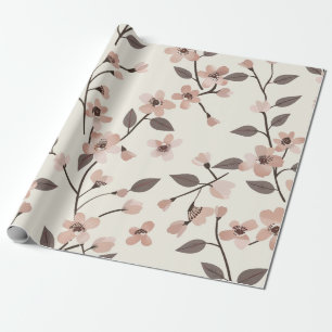Soft Blush Pink Wildflower Vintage Boho 70s Wrapping Paper