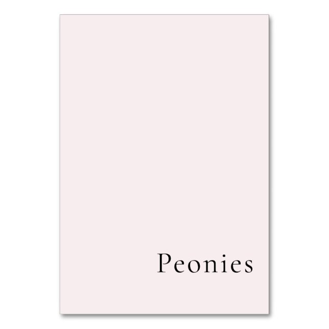 Soft Blush Plain Background Minimal Table Name  Table Number (Front)
