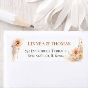 Soft Blush Poppy Elegant Editorial Wedding Favours Return Address Label