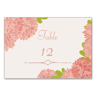 Soft Blush Rose Dahlia Wedding Table Number