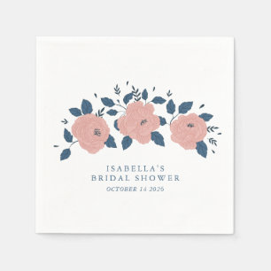 Soft Blush Rose Floral Boho Custom Bridal Shower Napkin