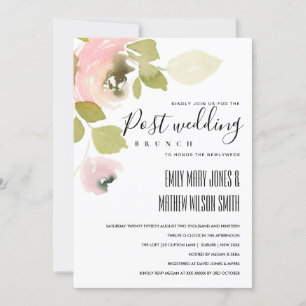SOFT BLUSH ROSE FLORAL POST WEDDING BRUNCH INVITE