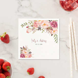 Soft Blush Rose Garden Reception Style Table Napkin