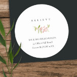 SOFT BLUSH ROSE PINK CHRISTMAS BELIEVE ADDRESS CLASSIC ROUND STICKER<br><div class="desc">UNIQUE,  MODERN,  CONTEMPORARY,  TRENDY,  MINIMAL,  BOLD,  BRIGHT,  FUN,  CHEERFUL  range of products and coordinated collections. 
Hope you enjoy...  

For any further customisation or any other matching items,  please feel free to contact me at yellowfebstudio@gmail.com</div>
