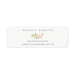 SOFT BLUSH ROSE PINK MERRILY MARRIED ADDRESS RETURN ADDRESS LABEL
