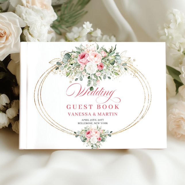 Soft blush roses gold greenery boho chic wedding   guest book (Soft blush roses gold greenery boho chic wedding guest book

)