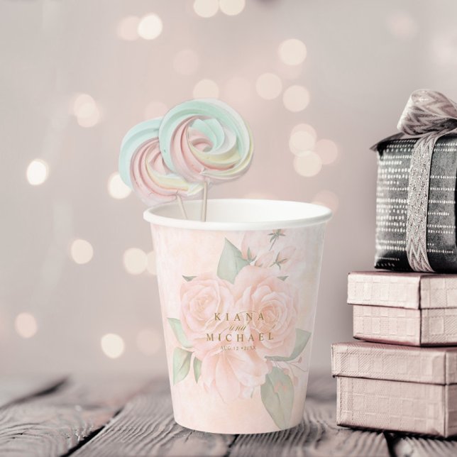 Soft Blush Roses V2 ID828 Paper Cups (Creator Uploaded)