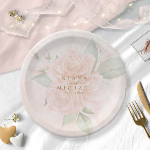Soft Blush Roses V2 ID828 Paper Plate