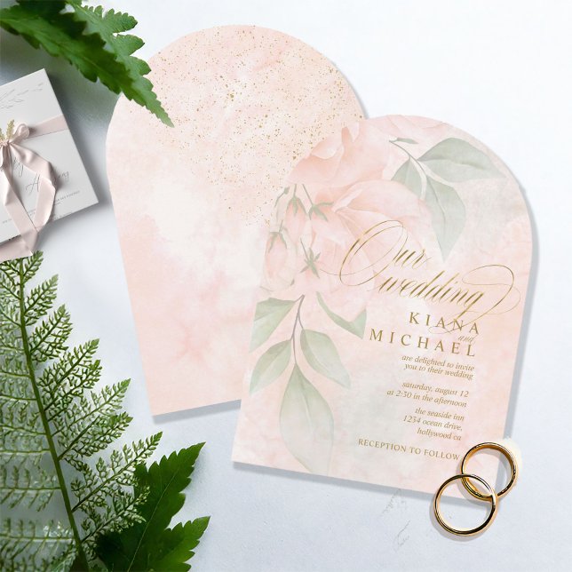 Soft Blush Roses Wedding Arch ID828 Invitation (Creator Uploaded)
