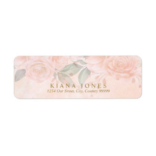 Soft Blush Roses Wedding ID828 Return Address Label