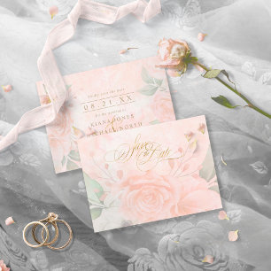 Soft Blush Roses Wedding ID828 Save The Date