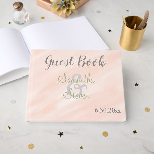 Soft Blush Sage Green Watercolor Guest Book