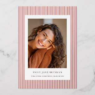 Soft Blush Stripes Graduation Announcement
