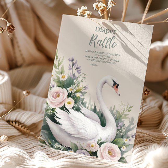 Soft Blush Swan Princess Diapper Raffle Enclosure Card (Creator Uploaded)