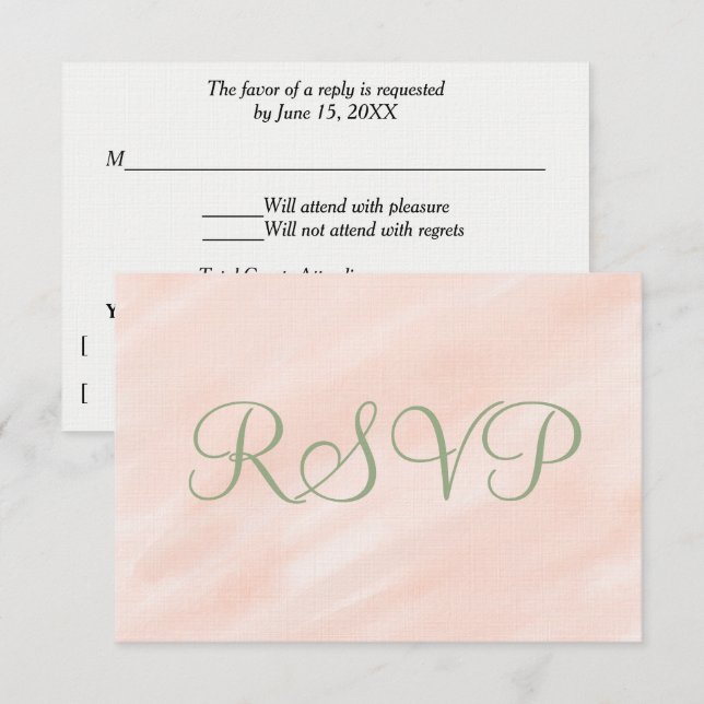 Soft Blush Watercolor Sage Green RSVP Card (Front/Back)