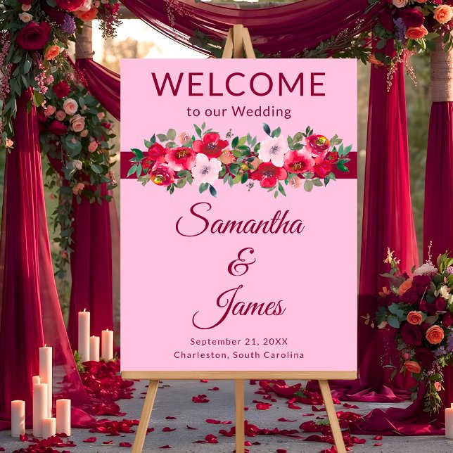 Soft Blush Welcome for Romantic Receptions Acrylic Sign (Creator Uploaded)