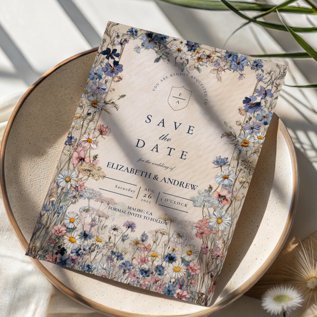 Soft Bohemian Floral Meadow Wedding Save The Date (Creator Uploaded)