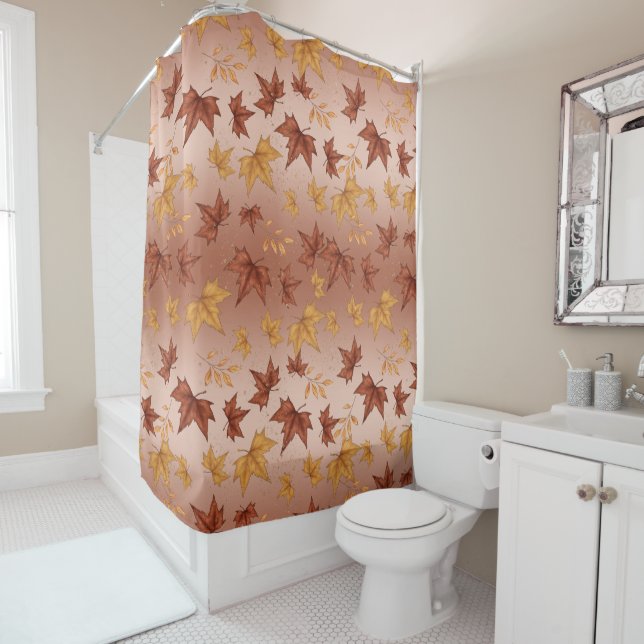 Soft Boho Autumn Pattern Shower Curtain (In Situ)