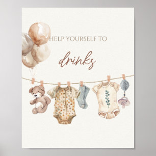 Soft Boho Neutral Baby Clothes Baby Shower Drinks  Poster