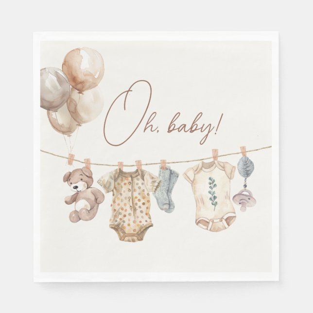 Soft Boho Neutral Baby Clothes Baby Shower Napkin (Front)