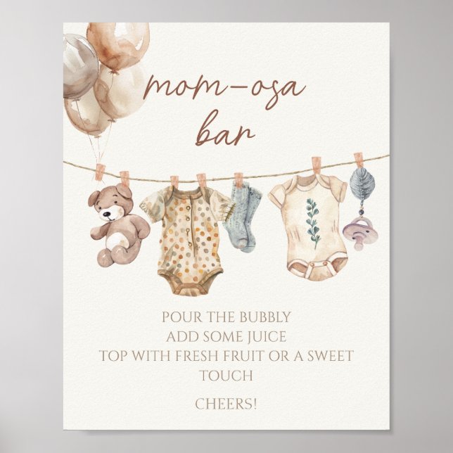 Soft Boho Neutral Baby Clothes Mum-osa Bar Poster (Front)