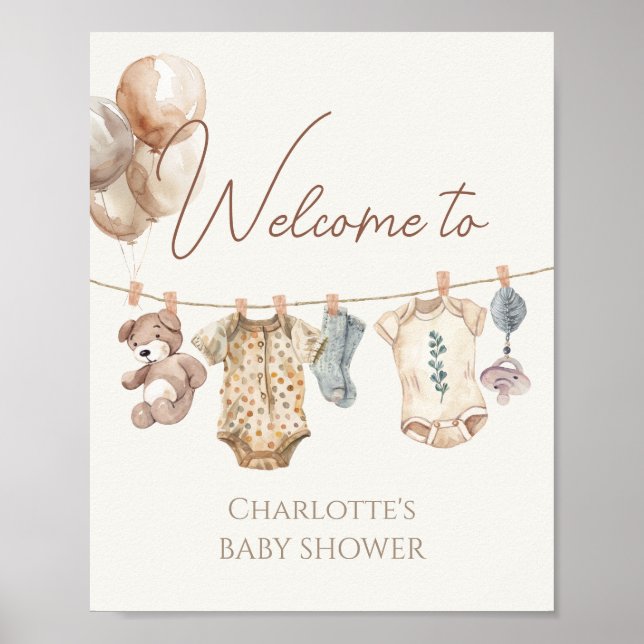 Soft Boho Neutral Baby Clothes Welcome Sign (Front)