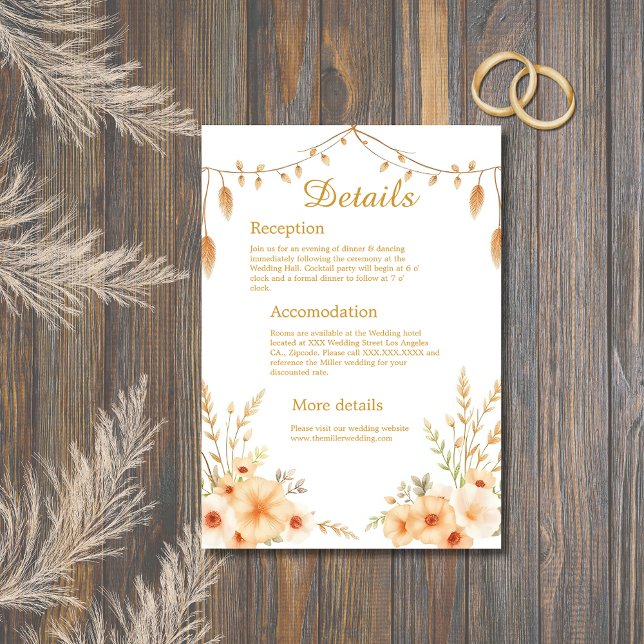 soft boho tone peach floral wedding  enclosure card (Creator Uploaded)