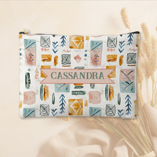 Soft Boho Webs and Arrows Pattern Accessory Pouch
