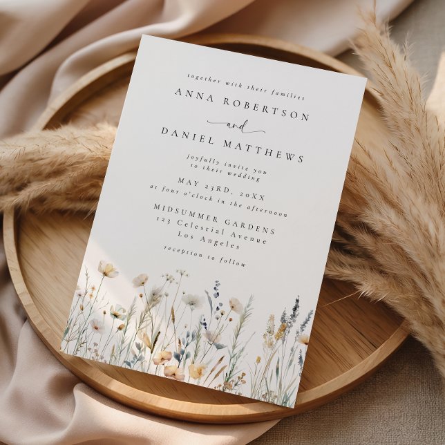 Soft Boho Wildflower Wedding Invitation (Creator Uploaded)