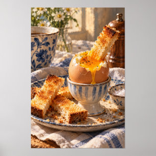 Soft Boiled Egg and Toast Breakfast Kitchen Wall A Poster
