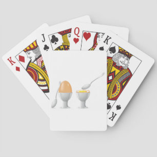 Soft Boiled Egg in Cup with Silver Spoon Playing Cards
