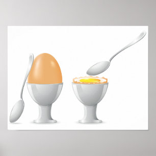 Soft Boiled Egg in Cup with Silver Spoon Poster