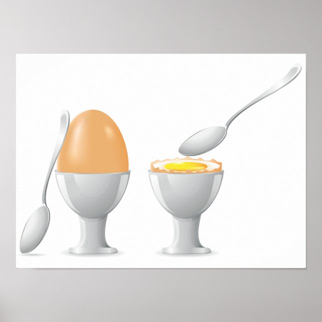 Soft Boiled Egg in Cup with Silver Spoon Poster (Front)