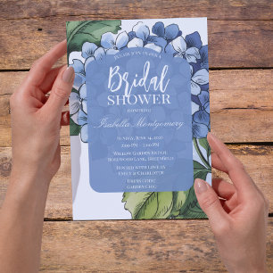 Soft Botanical Blue Hydrangea Bridal Shower Invitation