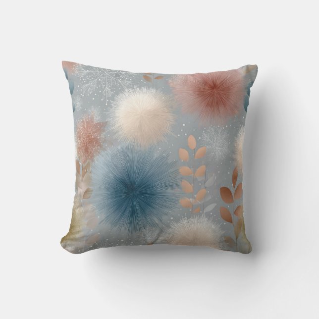 Soft Botanical Burst Pastel Throw Pillow (Front)