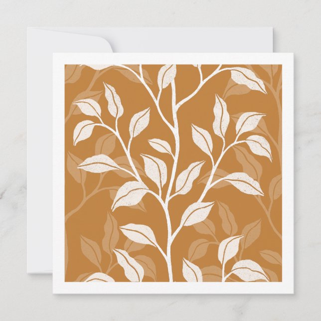 Soft Botanical Clay Amber Leaf Silhouette Art Card (Front)