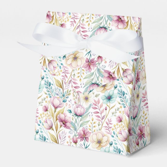 Soft Botanical Easter Flower Design Favour Box (Front Side)