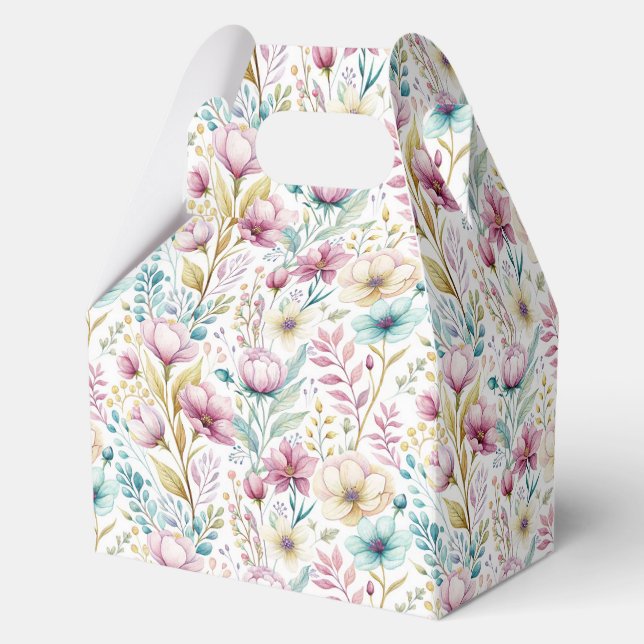 Soft Botanical Easter Flower Design Favour Box (Front)