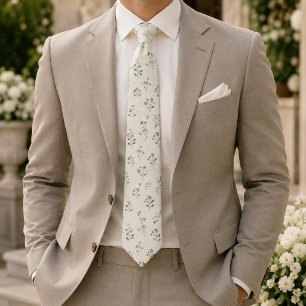 Soft Botanical Floral Elegant Minimalist Tie