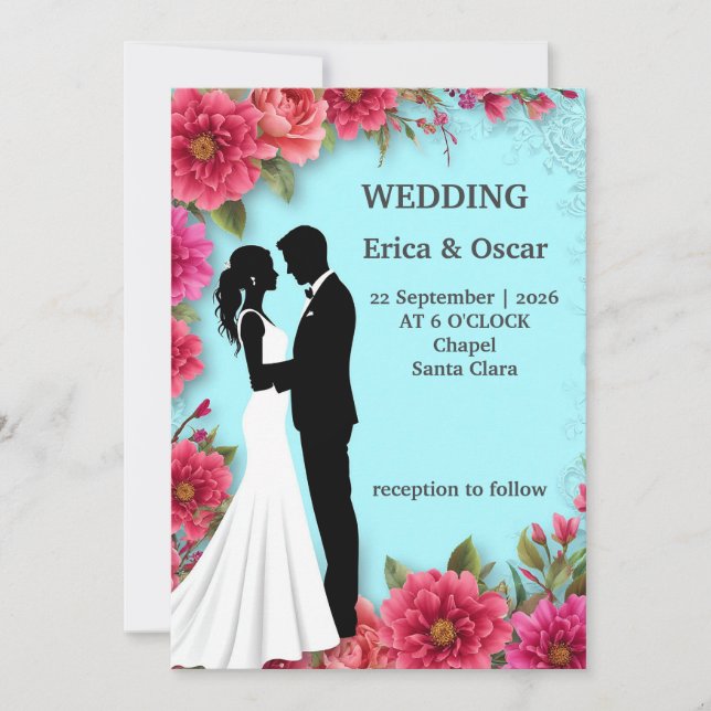 🌸 Soft Botanical Frame With Couple Silhouette 🌸 Invitation (Front)