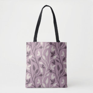 Soft Botanical Mauve Leaf Elegant Chic Tote Bag