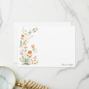 Soft Botanical Personalised Name Stationery Thank You Card