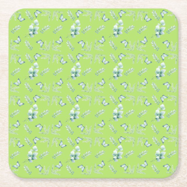 soft botanical  square paper coaster (Front)
