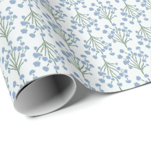 Soft Botanical Vines   Elegant Dusty Bluebell Wrapping Paper