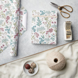 Soft Botanical Wildflower Meadow Wrapping Paper
