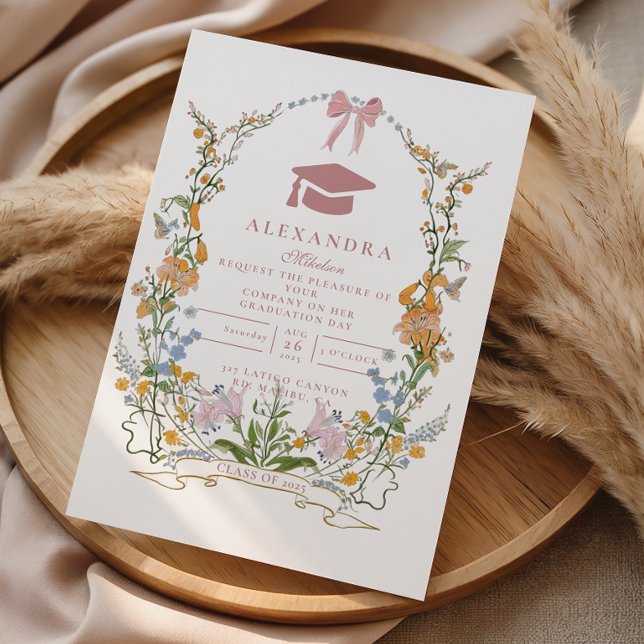 Soft Botanical Wreath Graduation Invitation (Creator Uploaded)