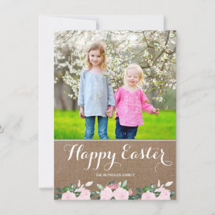 Soft Botanicals Burlap   Easter Photo Card