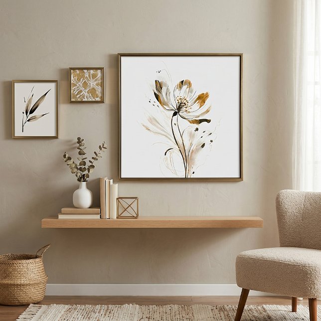 Soft brown and black minimalist flower poster (Creator Uploaded)