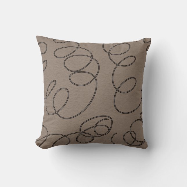 soft brown decorative swirls cushion (Front)